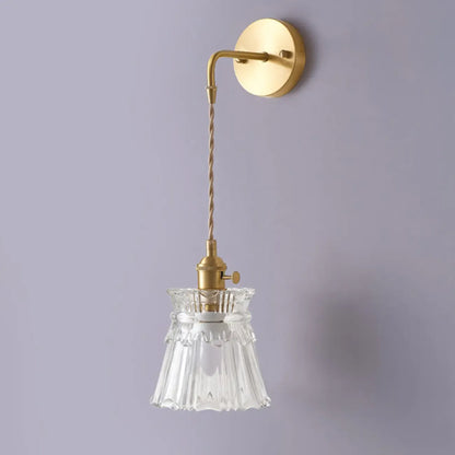 Elegant Cylinderial Gold Glass Wall Sconce