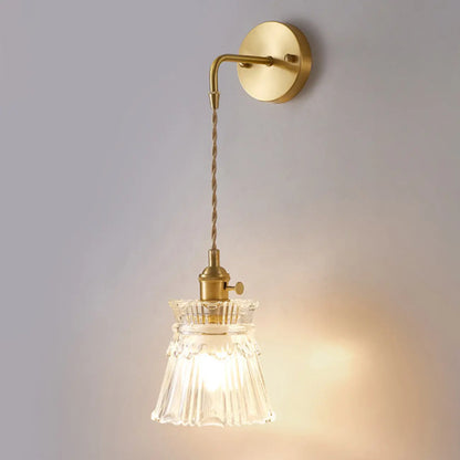 Elegant Cylinderial Gold Glass Wall Sconce
