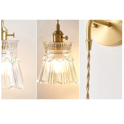 Elegant Cylinderial Gold Glass Wall Sconce