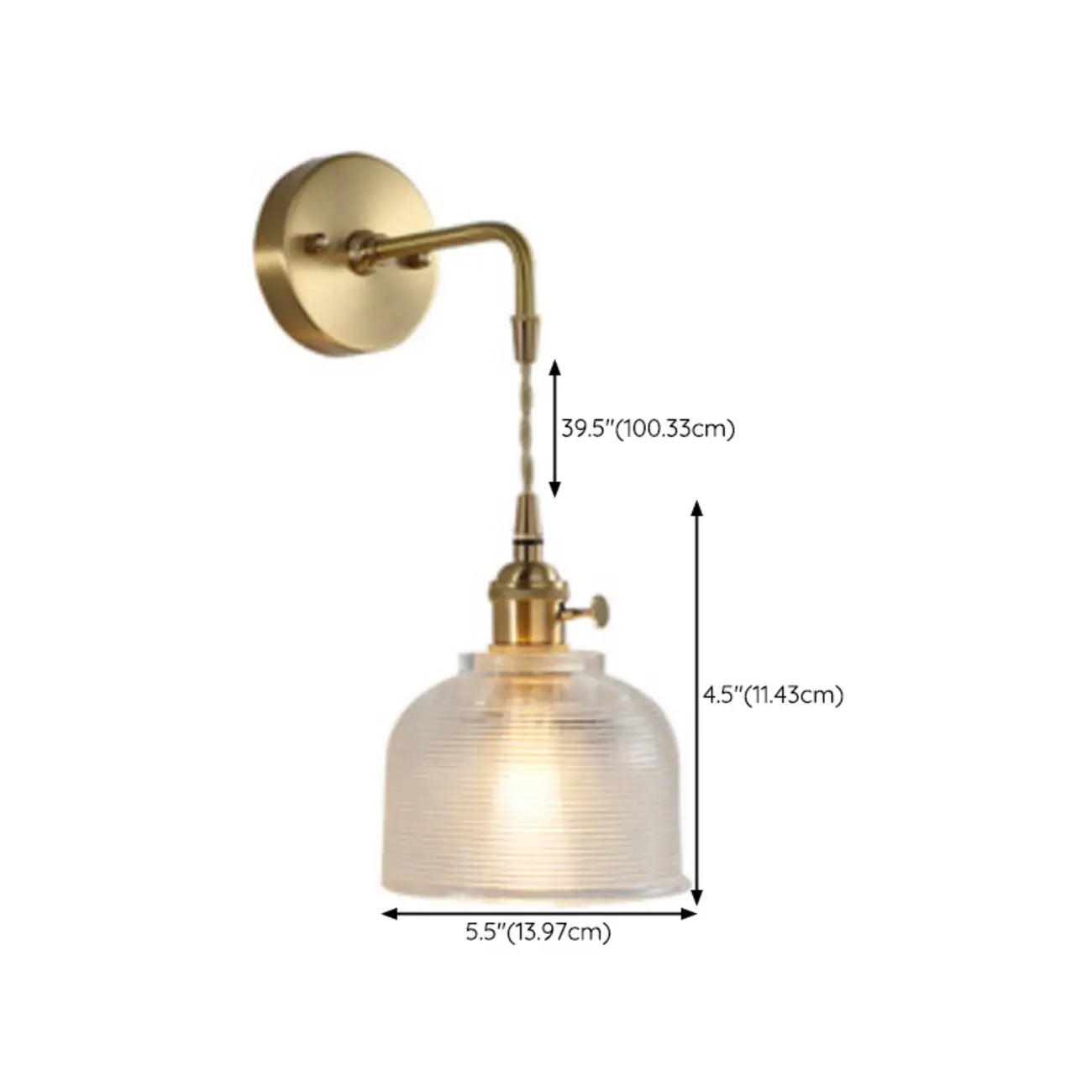 Elegant Cylinderial Gold Glass Wall Sconce