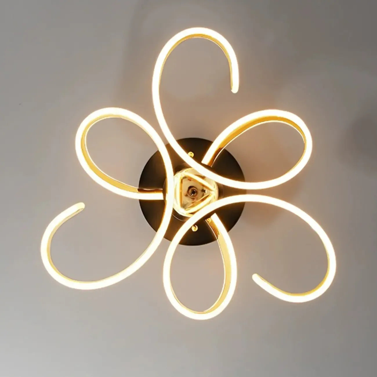 Gold Ribbon LED Semi Flush Ceiling Light 3-Gear Dimming