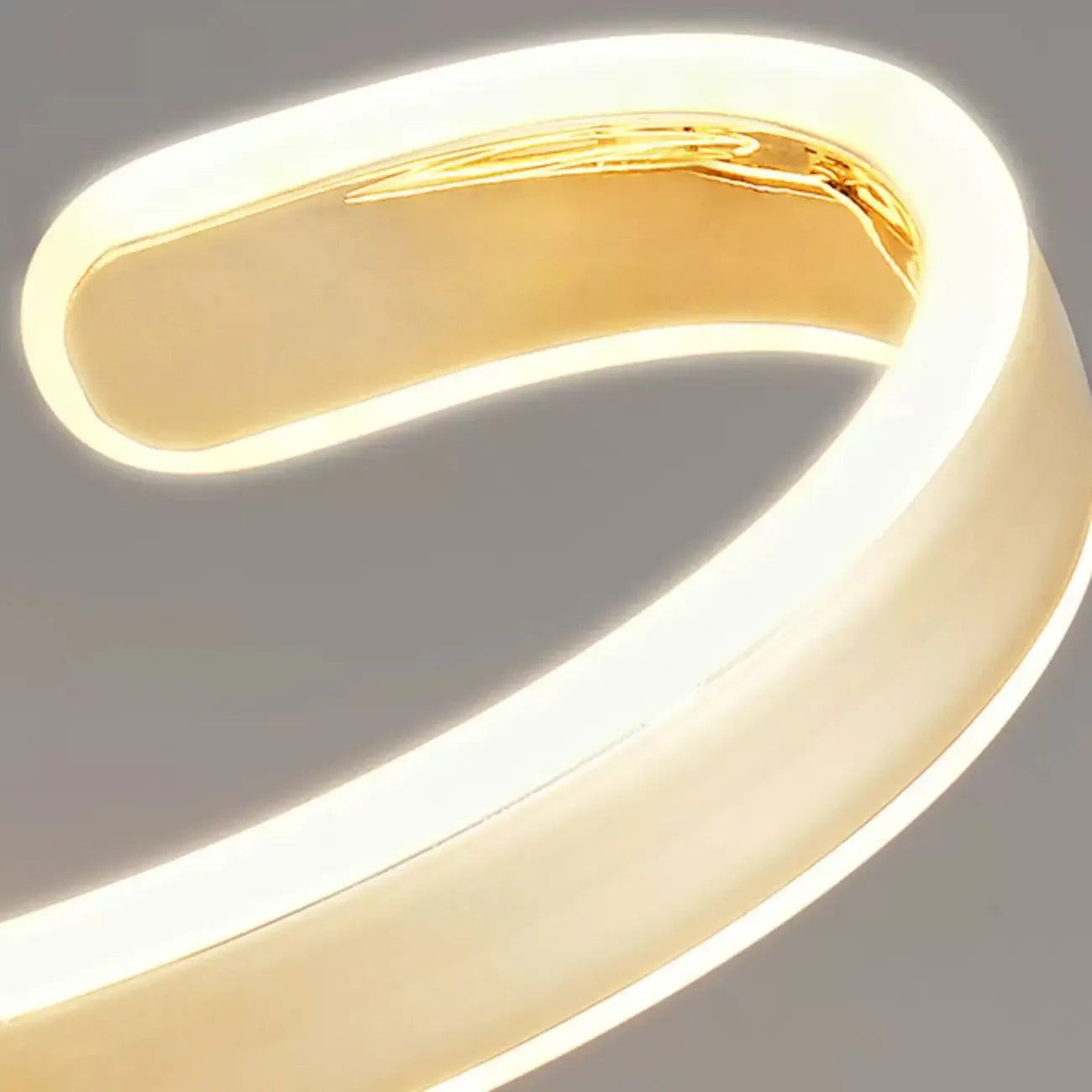 Gold Ribbon LED Semi Flush Ceiling Light 3-Gear Dimming