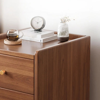 Natural Wood Scandinavian 2-Drawers Narrow Nightstand