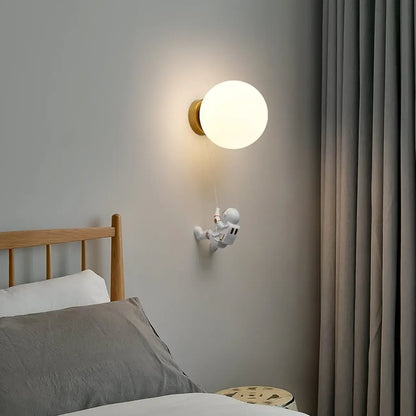 Kids Astronaut Globe LED Wall Sconce for Bedroom Lighting