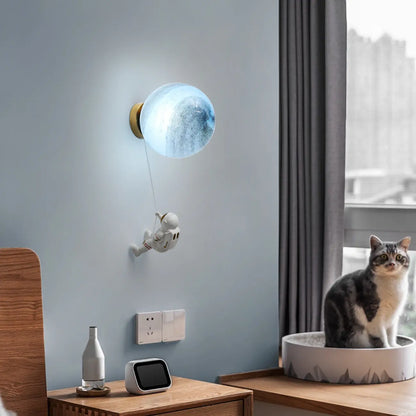 Kids Astronaut Globe LED Wall Sconce for Bedroom Lighting