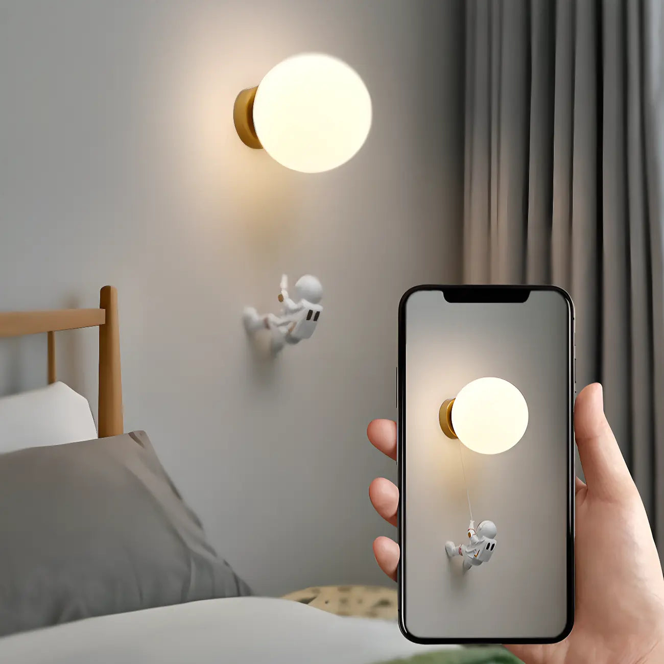 Kids Astronaut Globe LED Wall Sconce for Bedroom Lighting