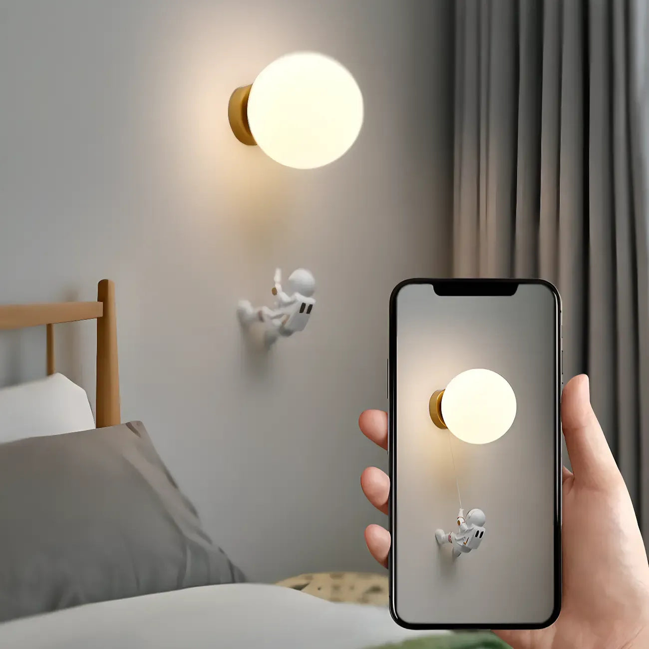 Kids Astronaut Globe LED Wall Sconce for Bedroom Lighting