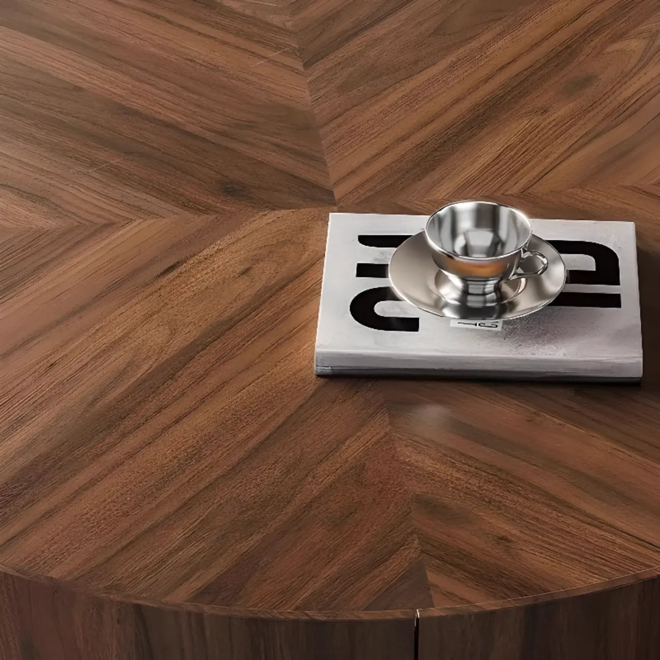 2 Drawers Round Reclaimed Wood Nesting Pallet Coffee Table