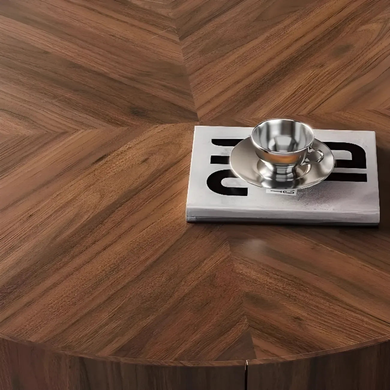 2 Drawers Round Reclaimed Wood Nesting Pallet Coffee Table