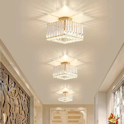 Stylish Square Crystal Semi-Flush LED Ceiling Light
