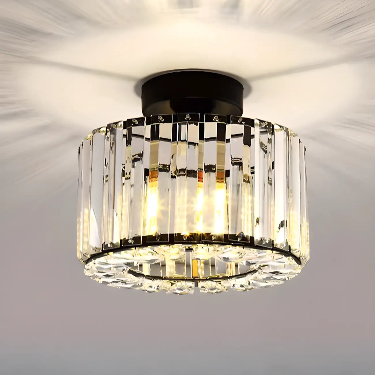 Stylish Square Crystal Semi-Flush LED Ceiling Light
