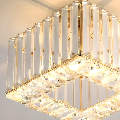 Stylish Square Crystal Semi-Flush LED Ceiling Light