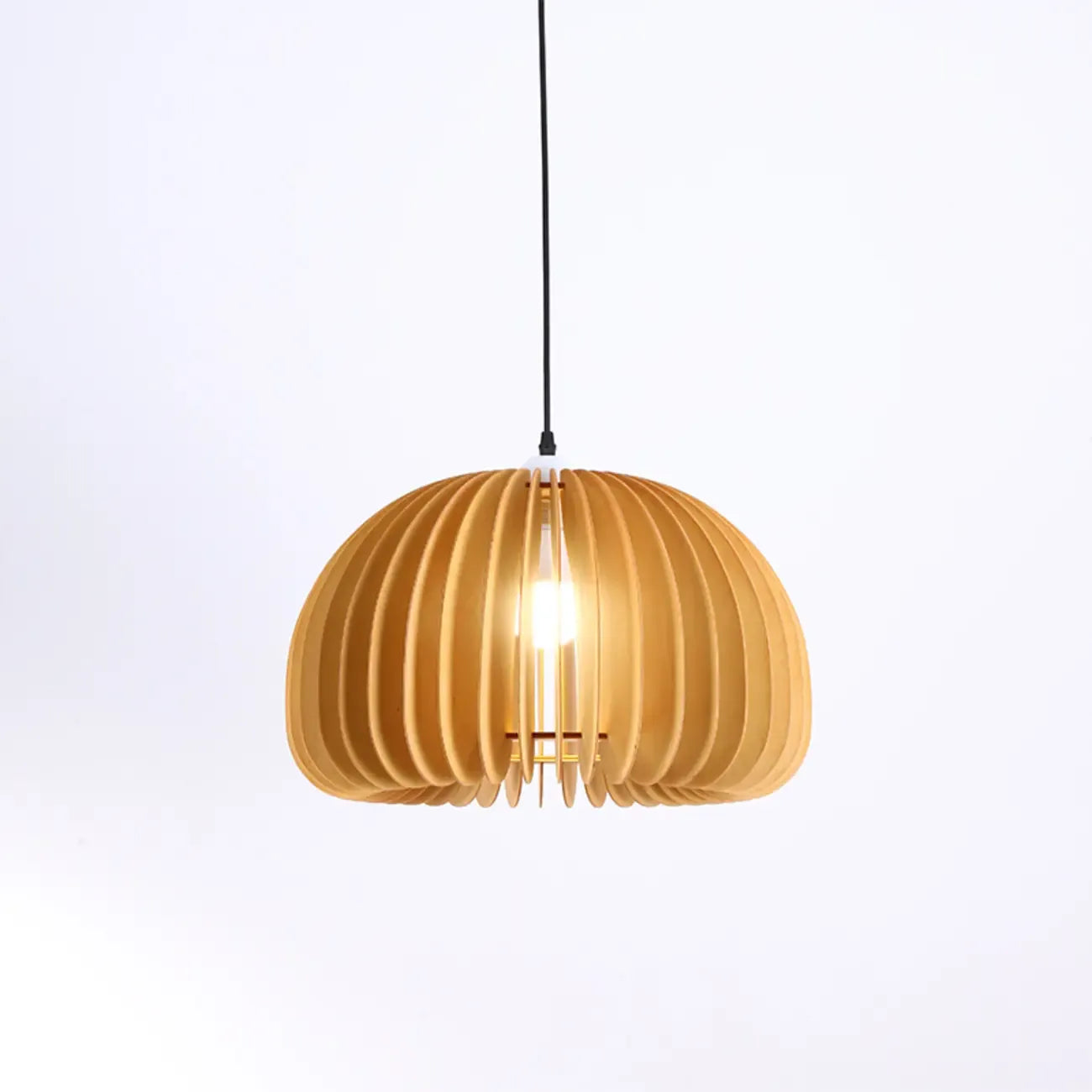 Modern Wood Drum Cord Hanging Pendant Light