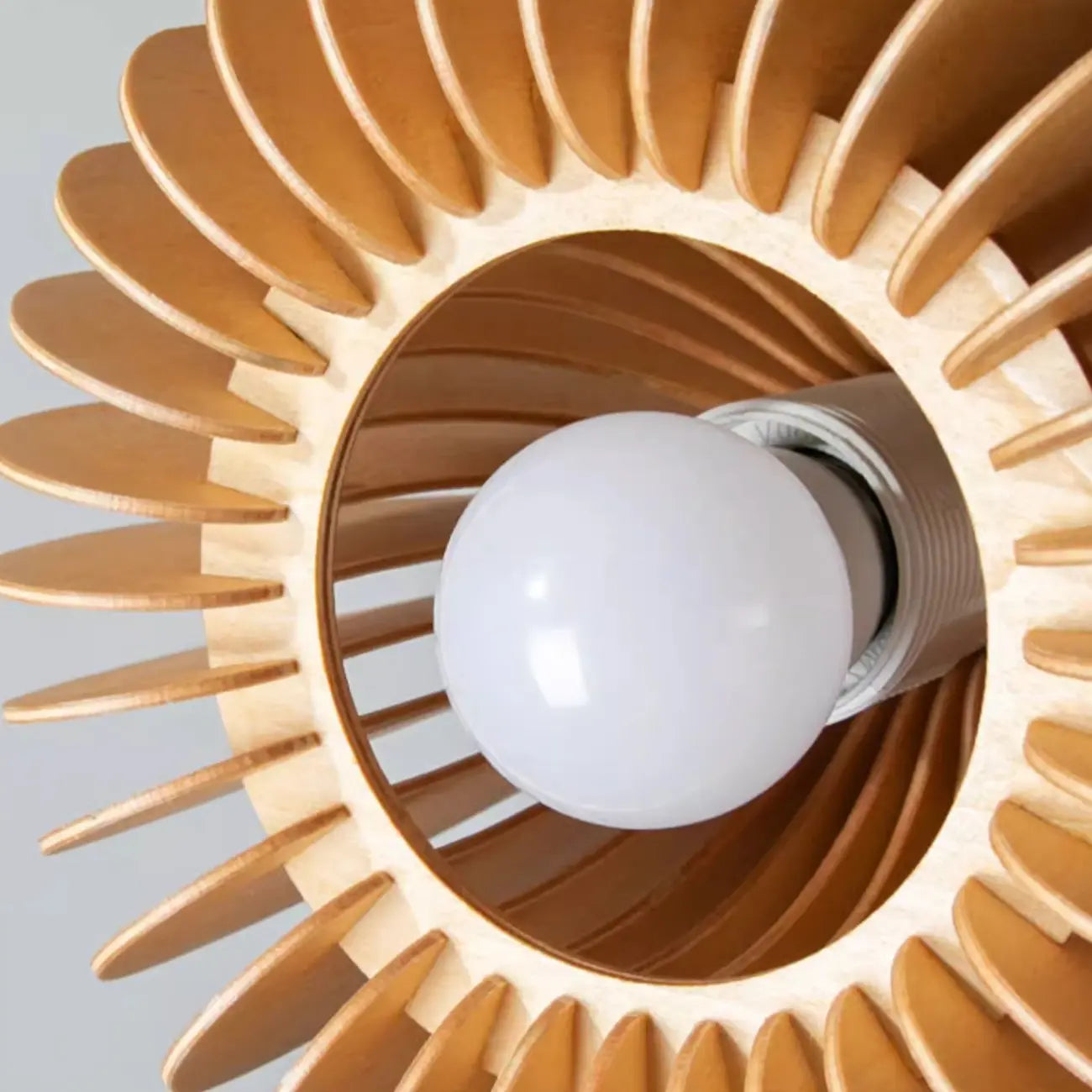 Modern Wood Drum Cord Hanging Pendant Light