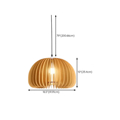 Modern Wood Drum Cord Hanging Pendant Light