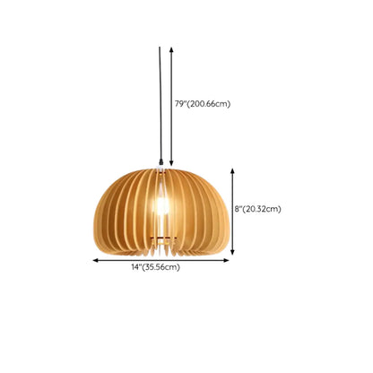 Modern Wood Drum Cord Hanging Pendant Light