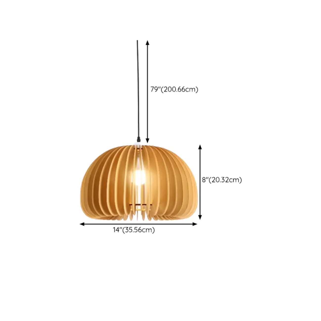 Modern Wood Drum Cord Hanging Pendant Light
