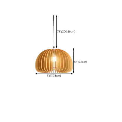 Modern Wood Drum Cord Hanging Pendant Light