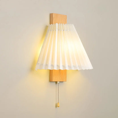 Modern Pleated Wall Sconce with Pull Chain for Living Room