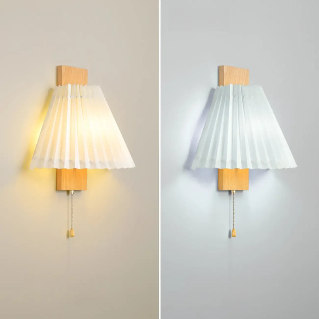 Modern Pleated Wall Sconce with Pull Chain for Living Room