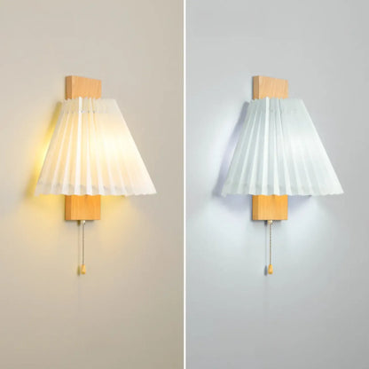 Modern Pleated Wall Sconce with Pull Chain for Living Room