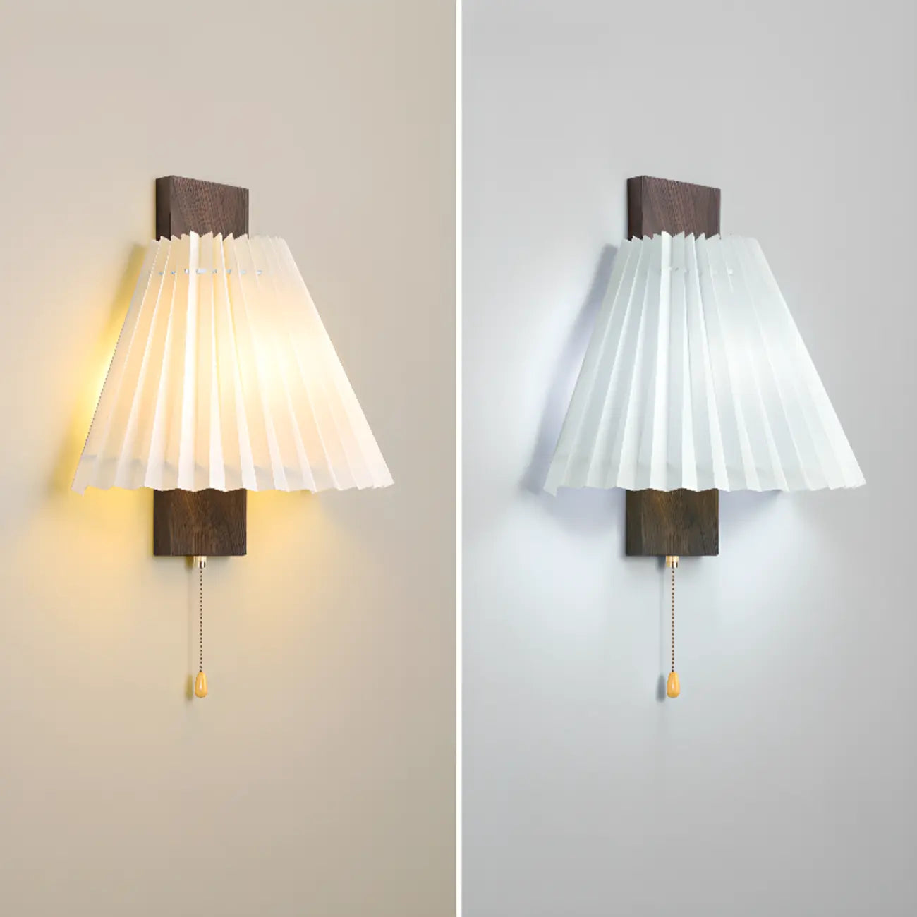 Modern Pleated Wall Sconce with Pull Chain for Living Room