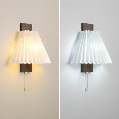 Modern Pleated Wall Sconce with Pull Chain for Living Room