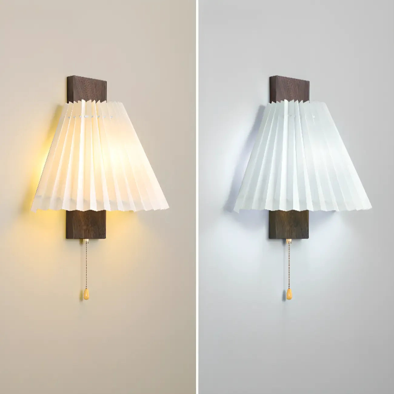 Modern Pleated Wall Sconce with Pull Chain for Living Room