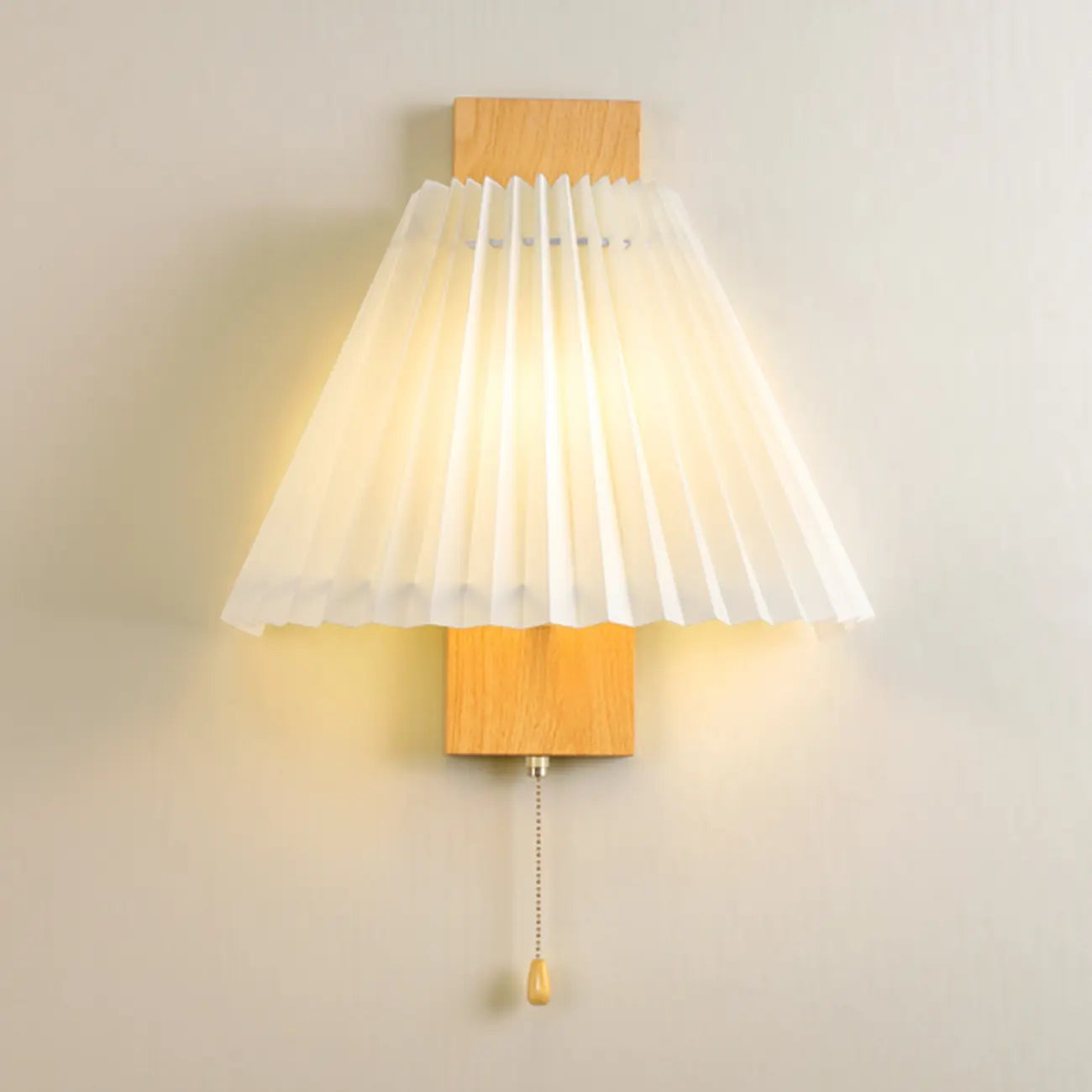 Modern Pleated Wall Sconce with Pull Chain for Living Room
