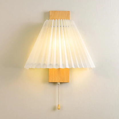 Modern Pleated Wall Sconce with Pull Chain for Living Room