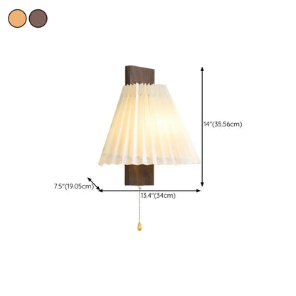 Modern Pleated Wall Sconce with Pull Chain for Living Room