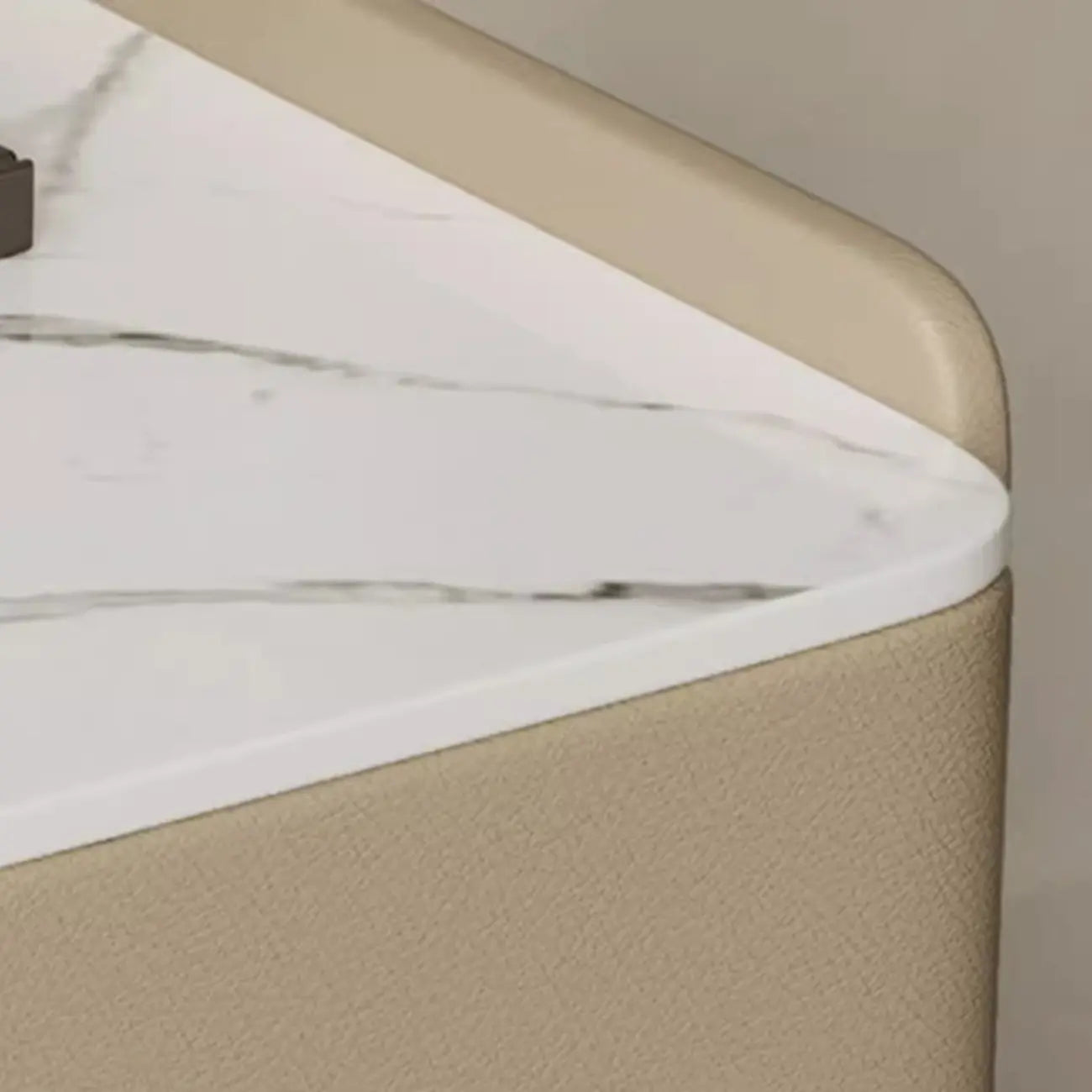 Modern Bedside Table with Marble Top & Storage Drawers