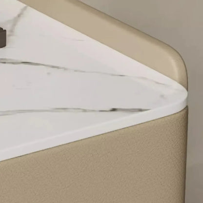 Modern Bedside Table with Marble Top & Storage Drawers