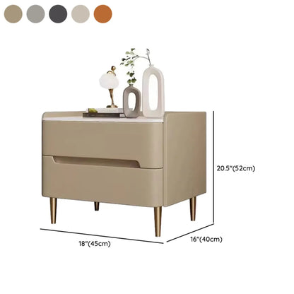 Modern Bedside Table with Marble Top & Storage Drawers