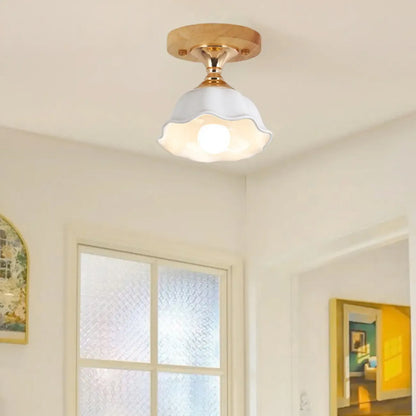 Modern 5 Ceramic Semi Flush Ceiling Light for Hallway Decor