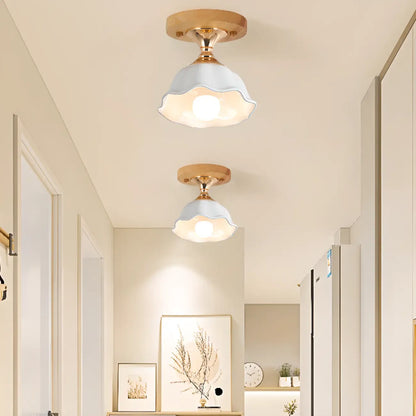 Modern 5 Ceramic Semi Flush Ceiling Light for Hallway Decor