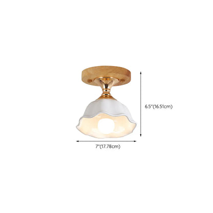 Modern 5 Ceramic Semi Flush Ceiling Light for Hallway Decor