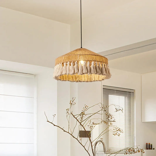 Oriental Dome Rope Shade Pendant Light for Dining Room