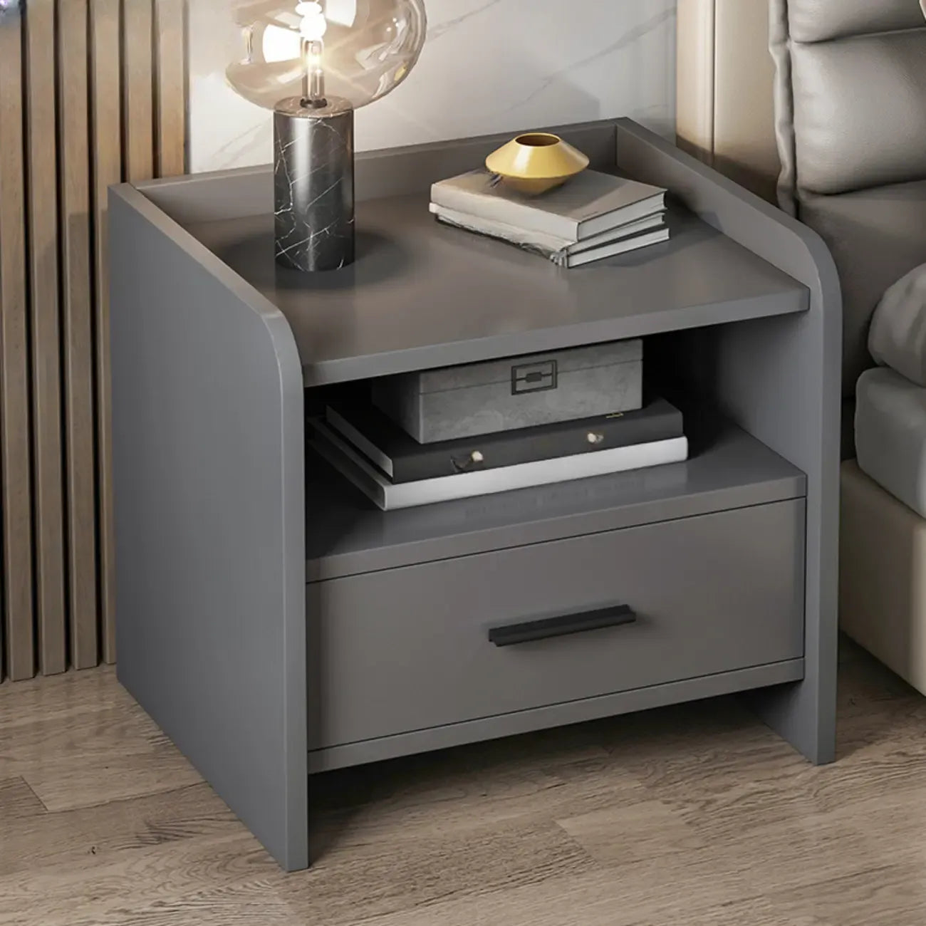 Modern Wooden Bedside Table with Storage Drawer