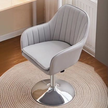 Sleek Grey Leather Swivel Office Chair