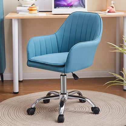 Sleek Grey Leather Swivel Office Chair