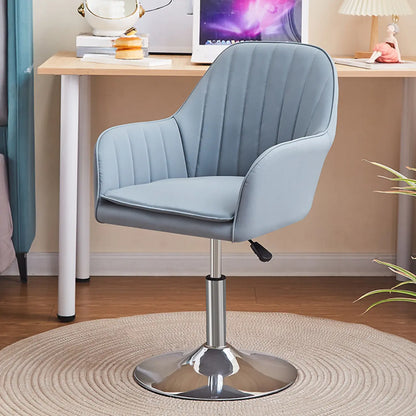 Sleek Grey Leather Swivel Office Chair