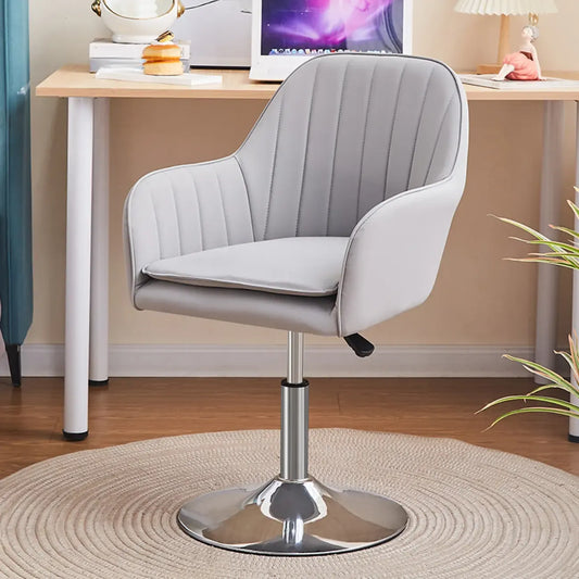 Sleek Grey Leather Swivel Office Chair