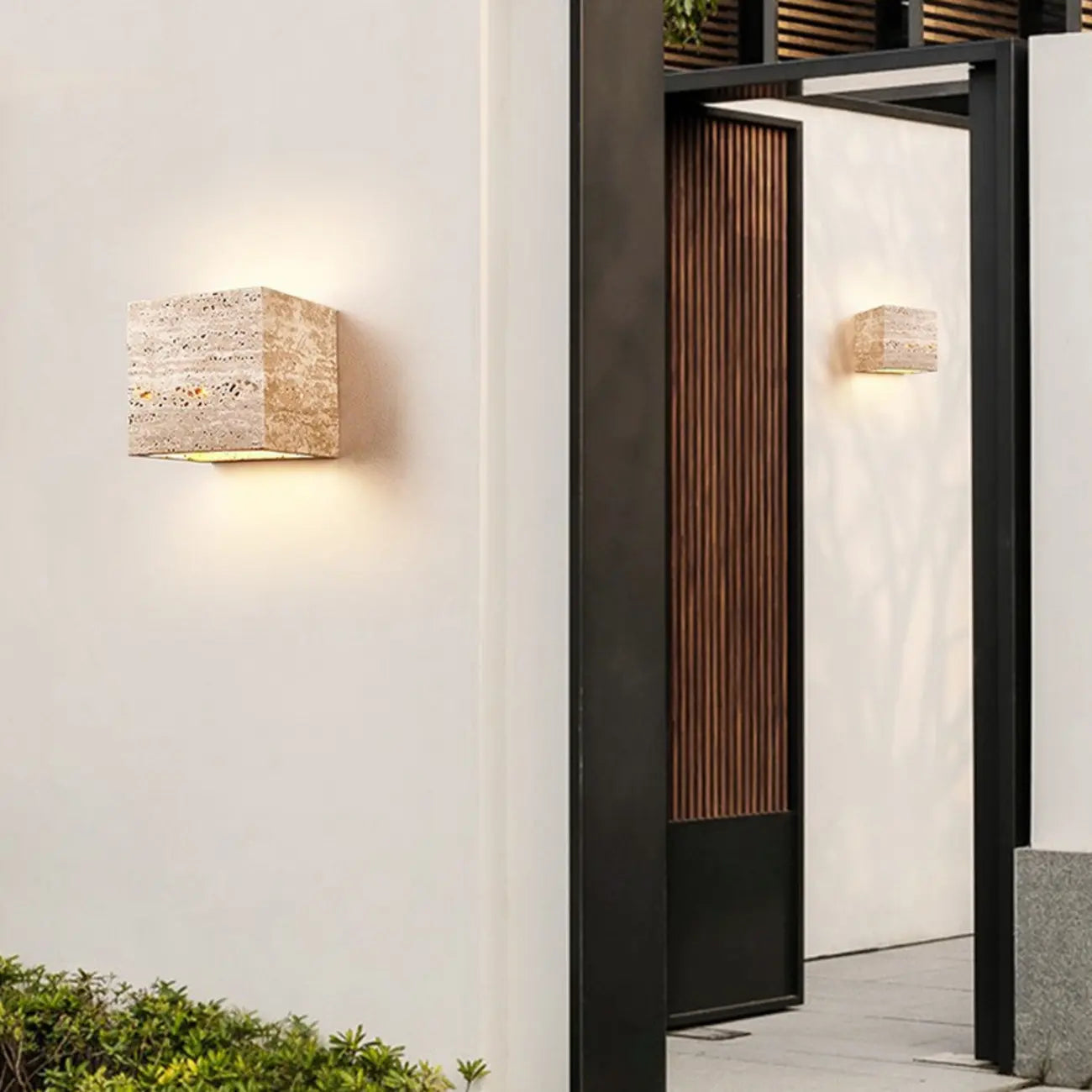 Modern Stone Beige Geometry Outdoor Wall Sconce