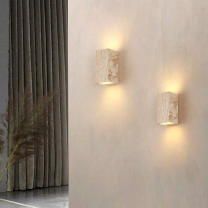 Modern Stone Beige Geometry Outdoor Wall Sconce