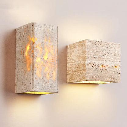 Modern Stone Beige Geometry Outdoor Wall Sconce