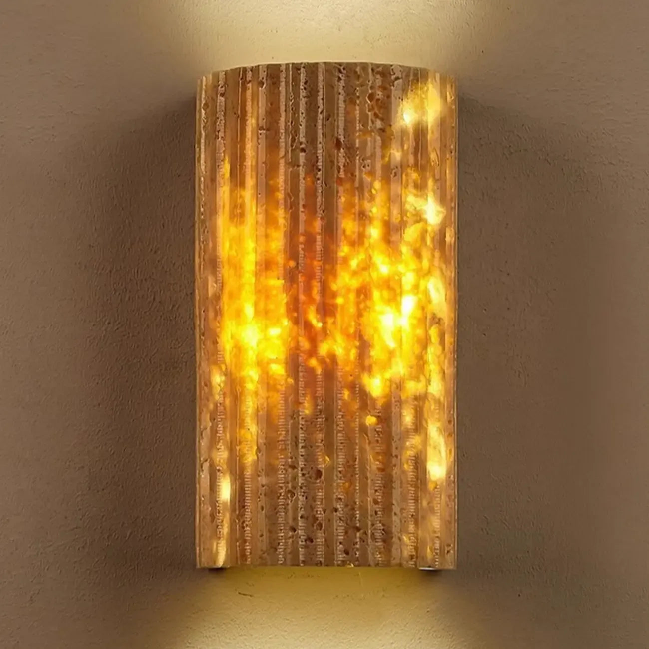Modern Stone Beige Geometry Outdoor Wall Sconce