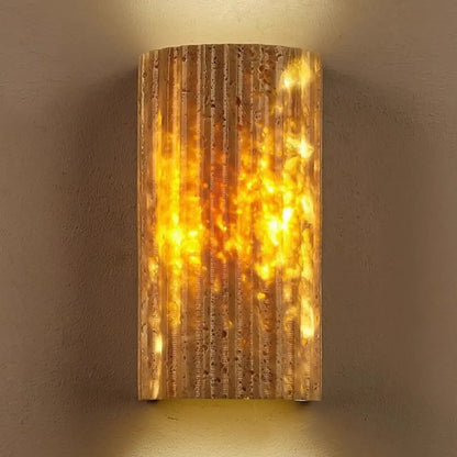 Modern Stone Beige Geometry Outdoor Wall Sconce