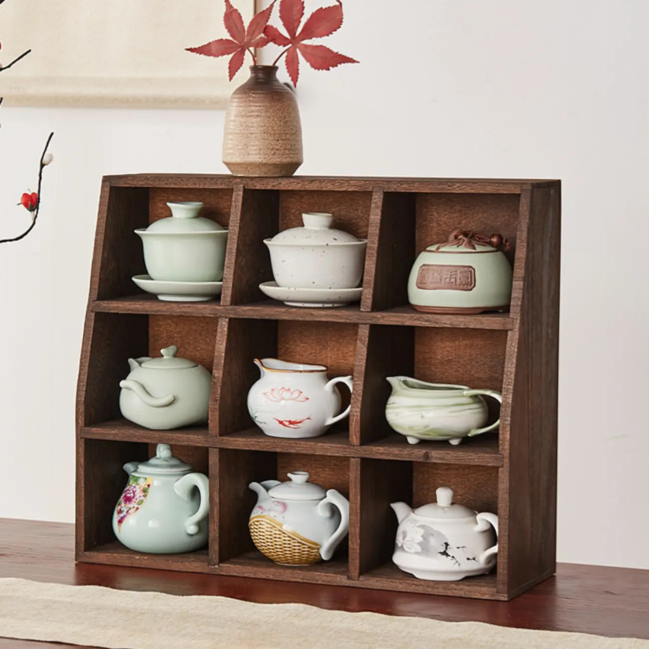 Wooden Open Display Cabinet for Living Room Decor