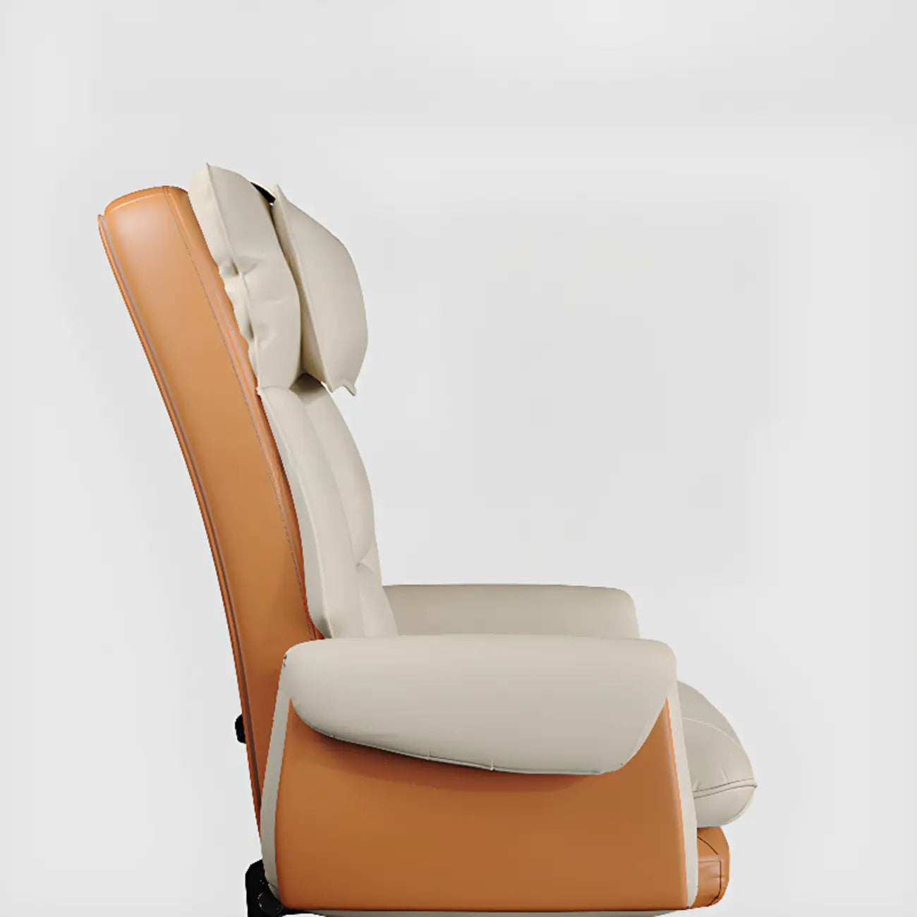 Ergonomic White-Orange Faux Fur Recliner Adjustable Office Chair